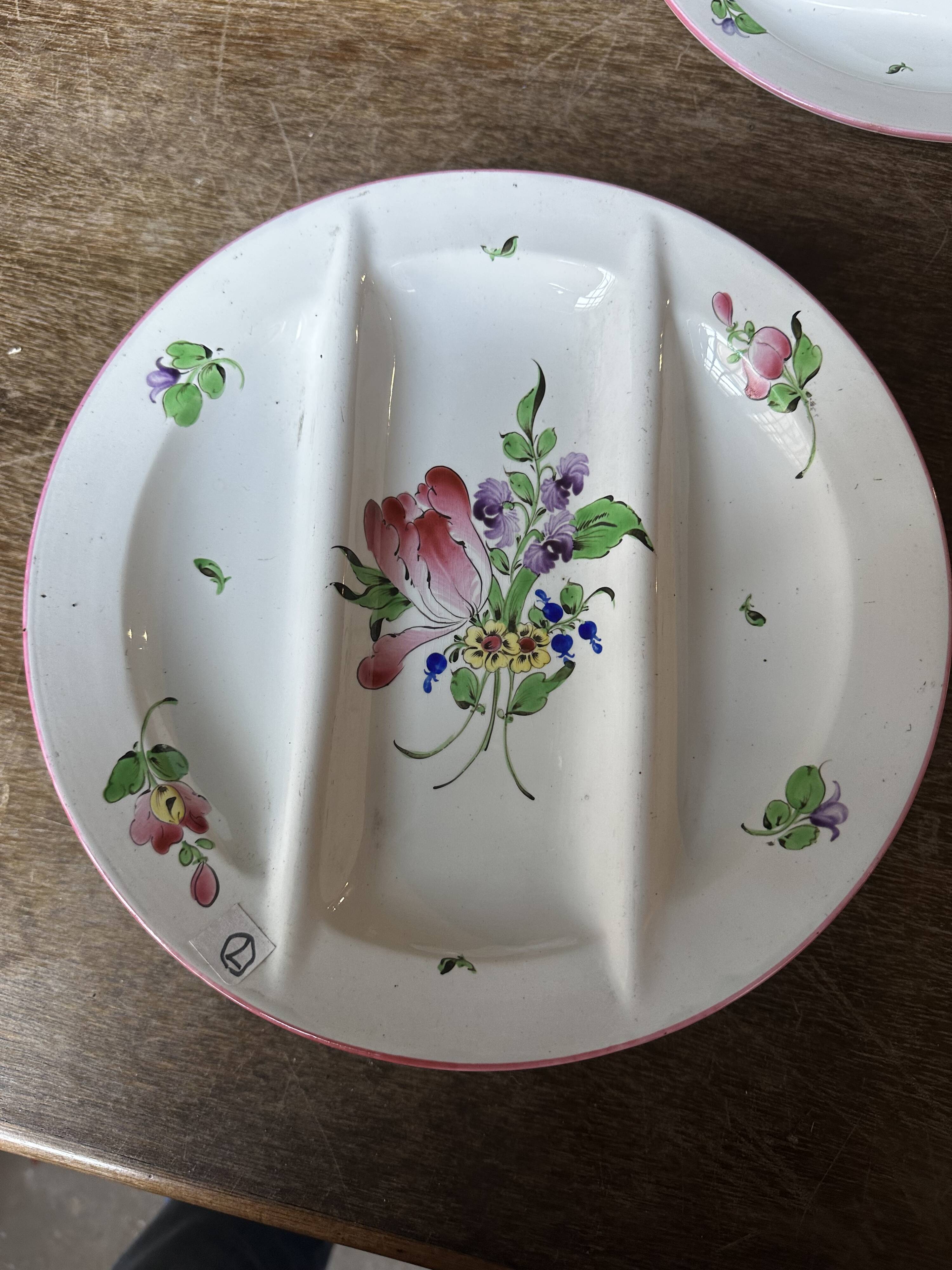 7 Asparagus Plates Late 19th Century Opaque Earthenware Luneville France