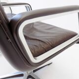 Wilkhahn Delta Highback set of 2 brown leather armchairs by Delta Design