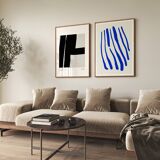 Pair of giclee prints, abstract wall art set of two
