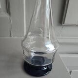 White and blue blown glass carafe