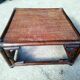 Table basse rotin carrée vintage 1970
