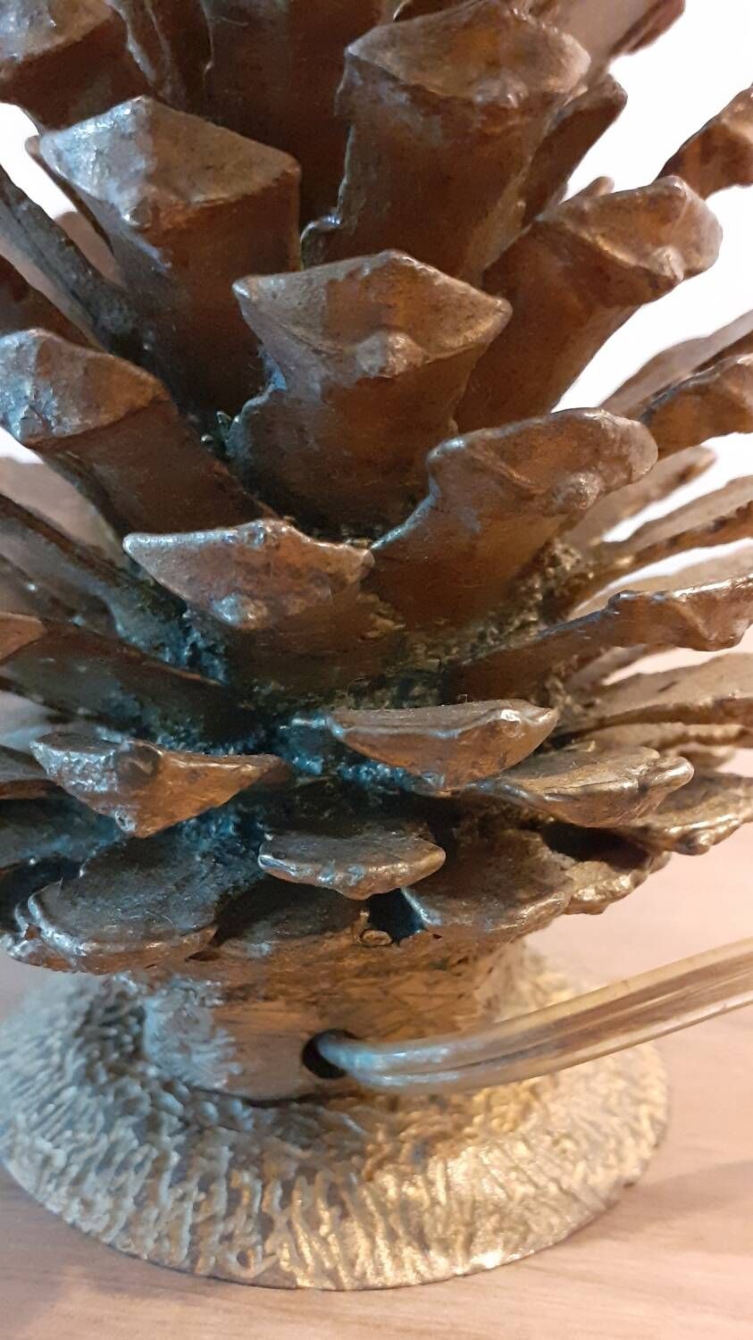 Old bronze pine cone lamp