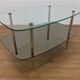 Double tray coffee table glass and gold metal 50s