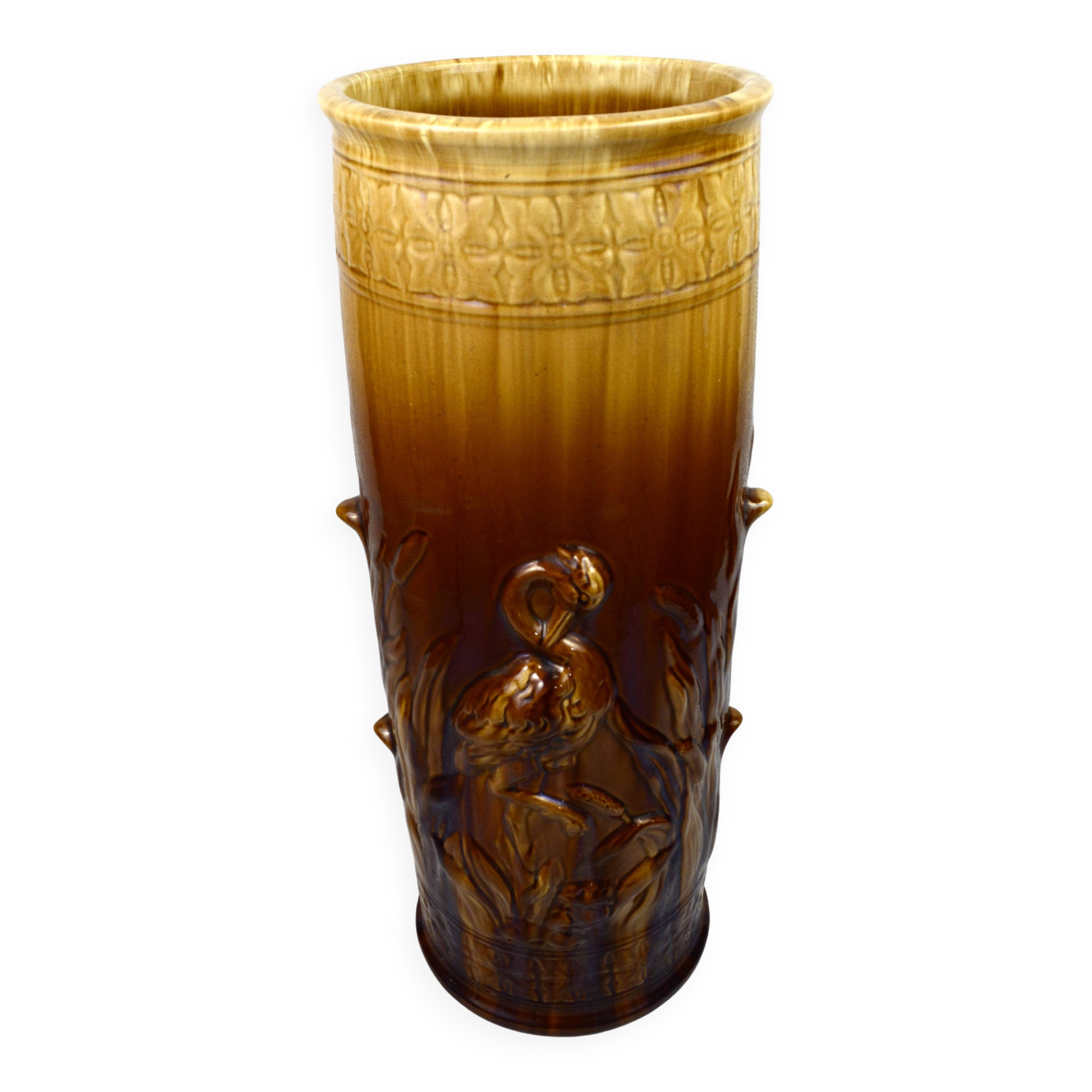 Art Nouveau slip ceramic umbrella stand