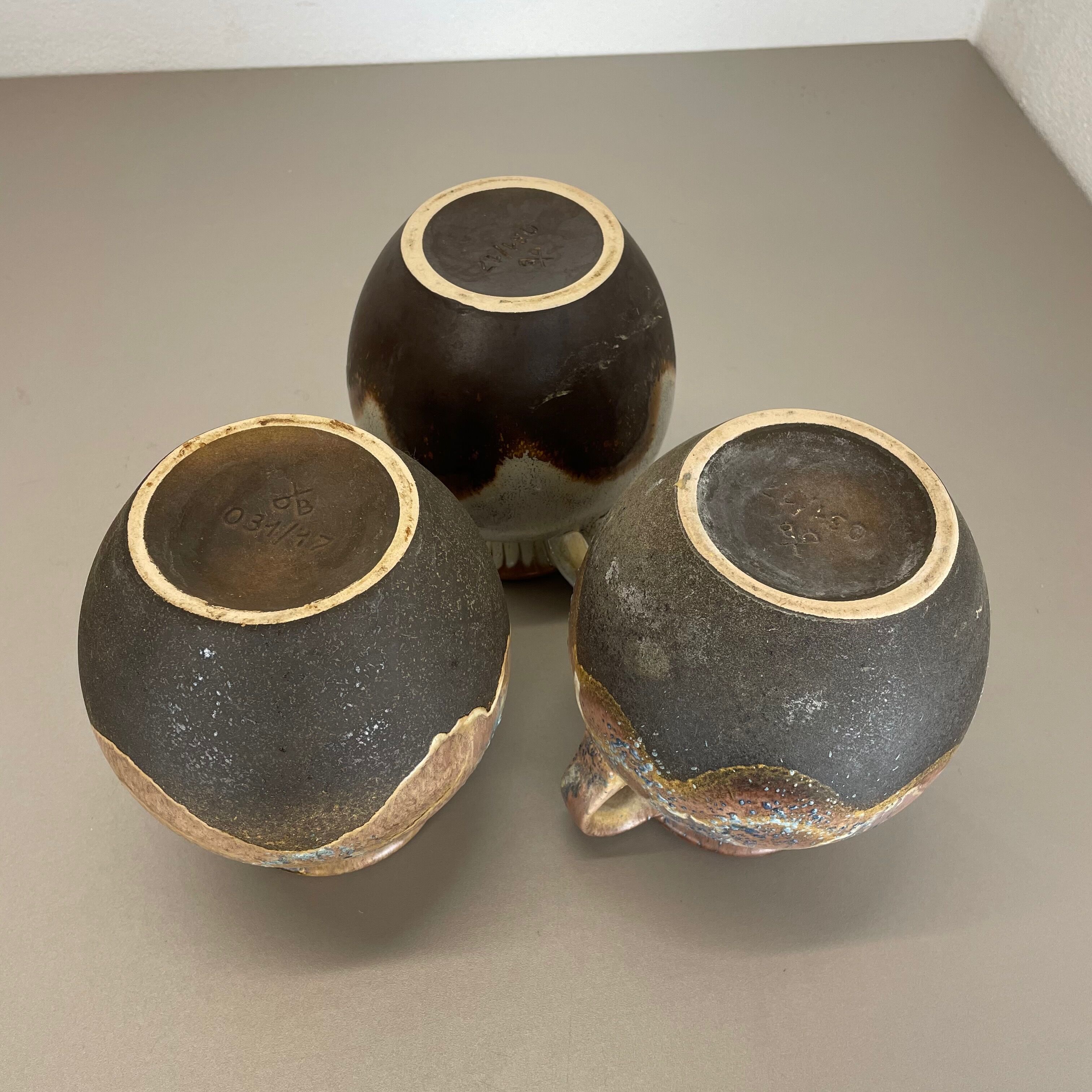 Set of 3 Rare Ceramic Pottery "Lava" Vases by Dümler and Breiden, Germany, 1960s