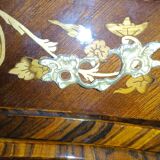 Louis XV commode with marquetry, gilded bronze and marble.