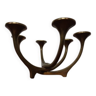 Brutalist Bronze Candleholder by Michael Harjes, 1960s