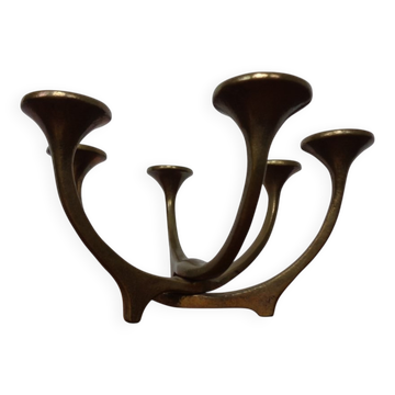 Brutalist Bronze Candleholder by Michael Harjes, 1960s