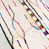 Moroccan Berber carpet azilal ecru with colorful patterns 264x147cm