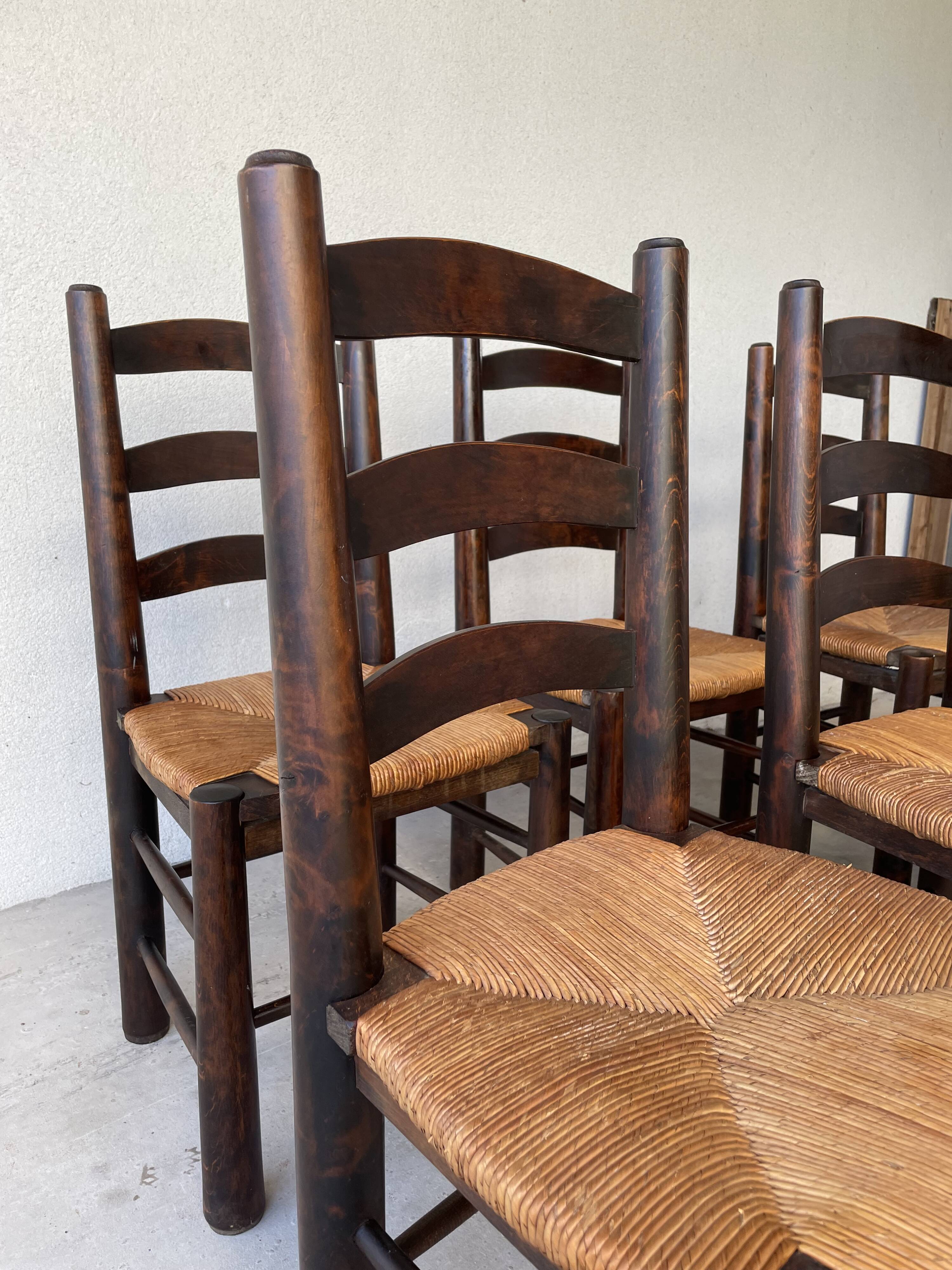 6 Brutalist Georges Robert chairs c.1950