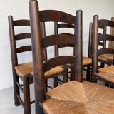 6 Brutalist Georges Robert chairs c.1950