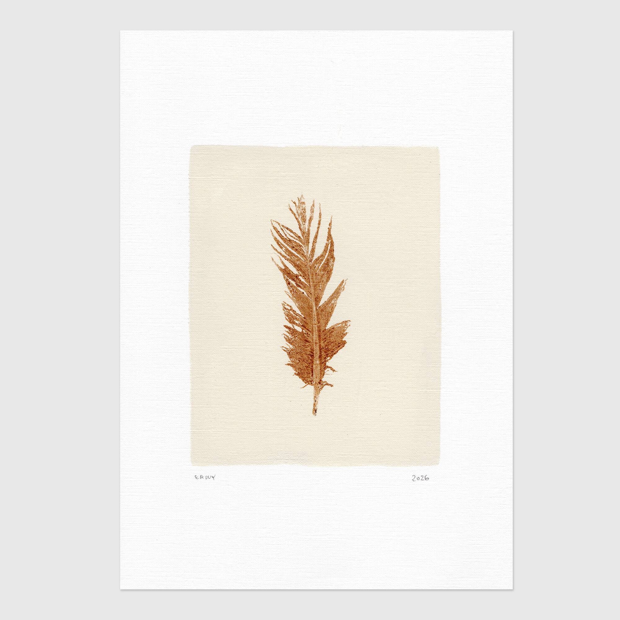 Painting on brown feather paper signed Eawy.
