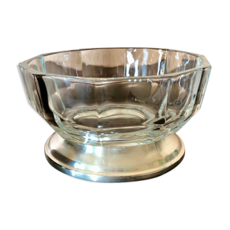 Cut, cup, pocket empty, art deco style, on piedouche silver metal Italy