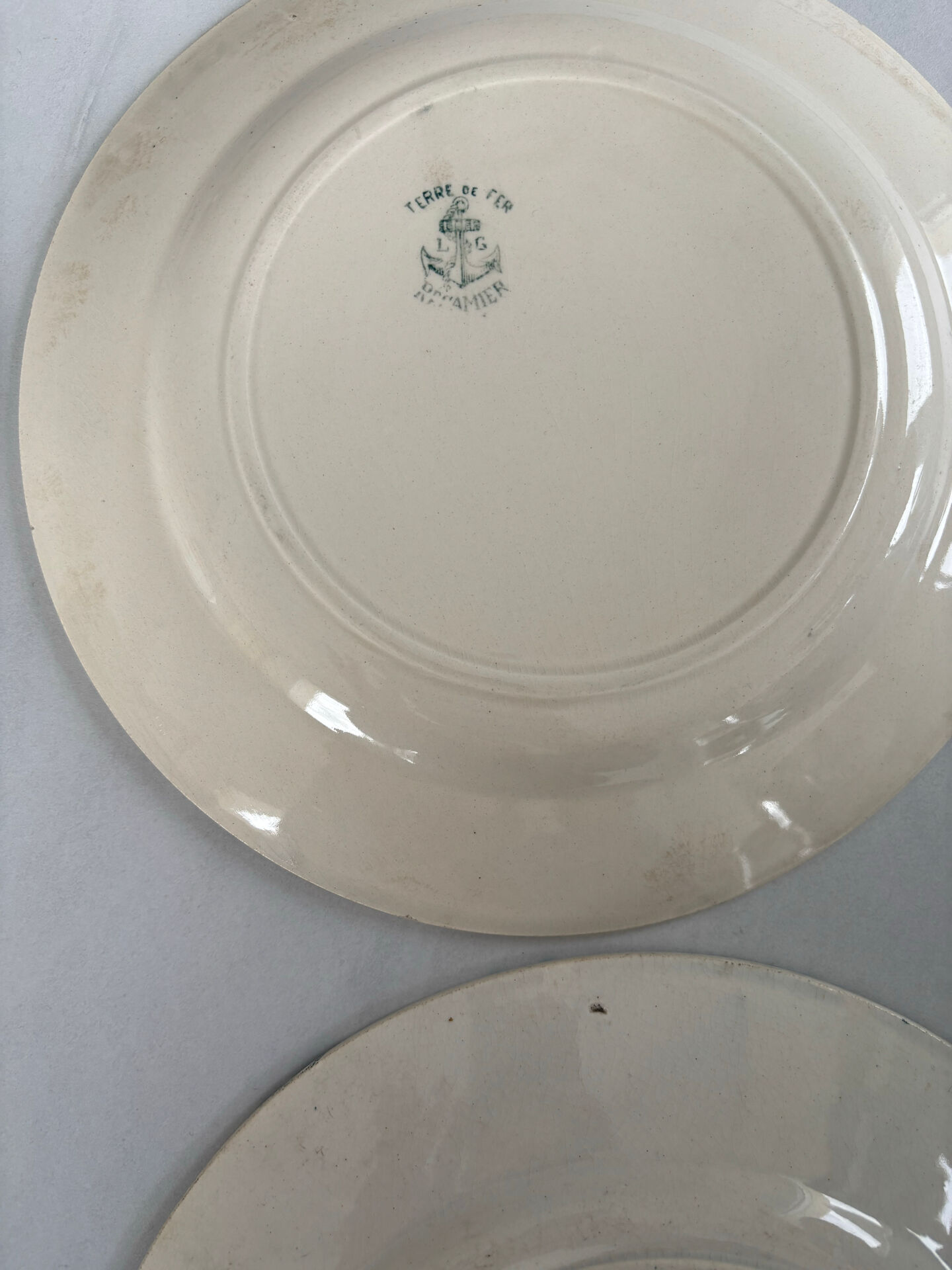Compositions 6 green ironstone plates - Sarreguemines earthenware