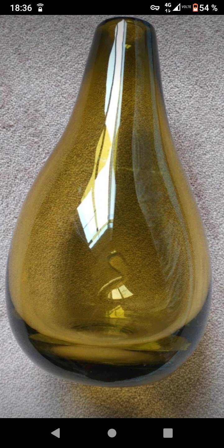 Olive green khaki glass drop vase Habitat