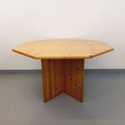 Table à manger octogonale vintage des années 80 en pin avec rallonge