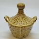 Bottle Mini Dame Jeanne Braided Ceramic Barbotine Majolica Vintage