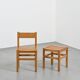 Set of three chairs and two stools Maison Regain, circa 1970