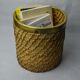 Rattan and brass book basket, Italy, 1970