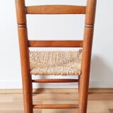 Vintage children's chair in wood and straw