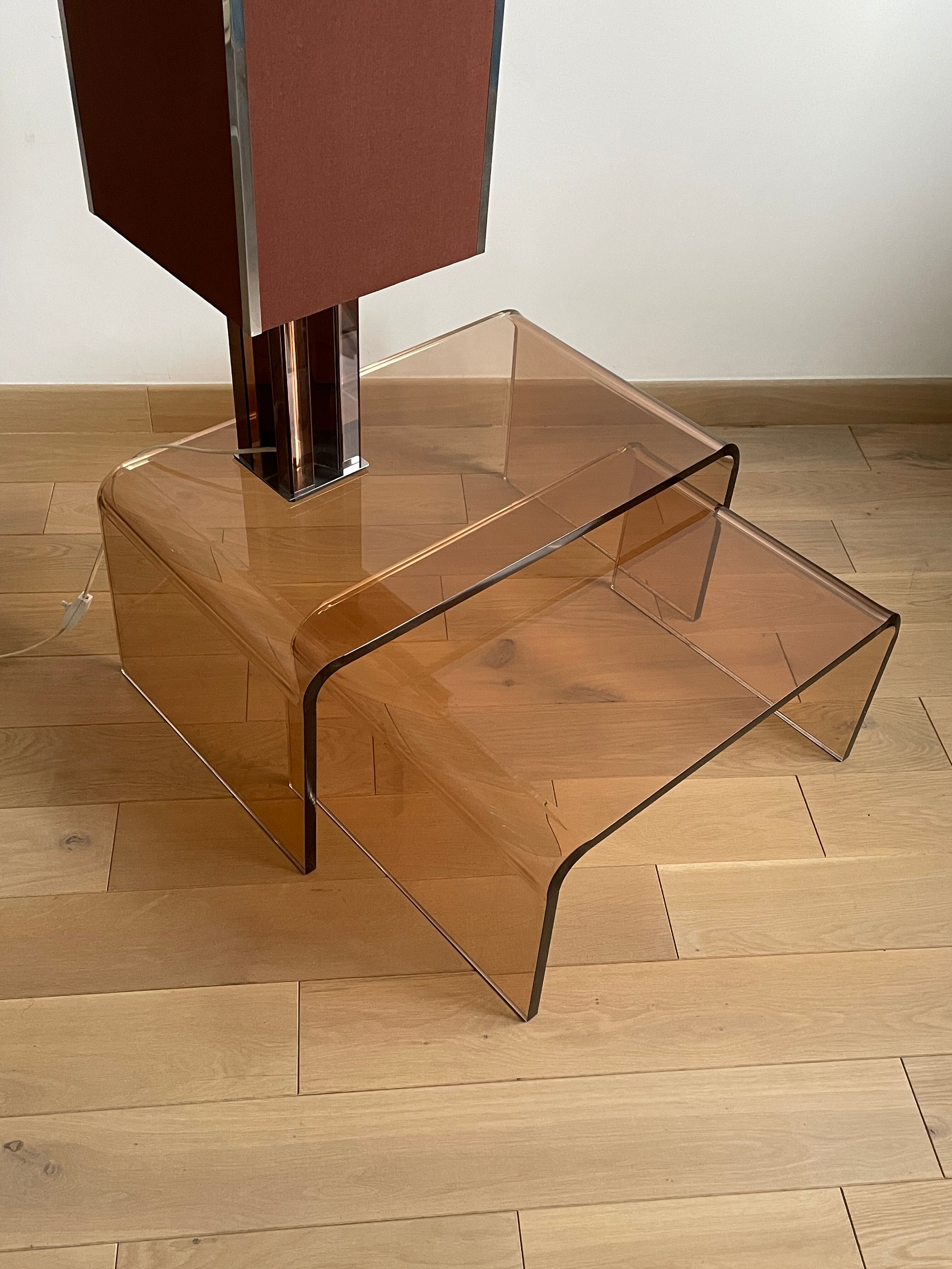 2 altuglas smoked nesting coffee table, 1970s