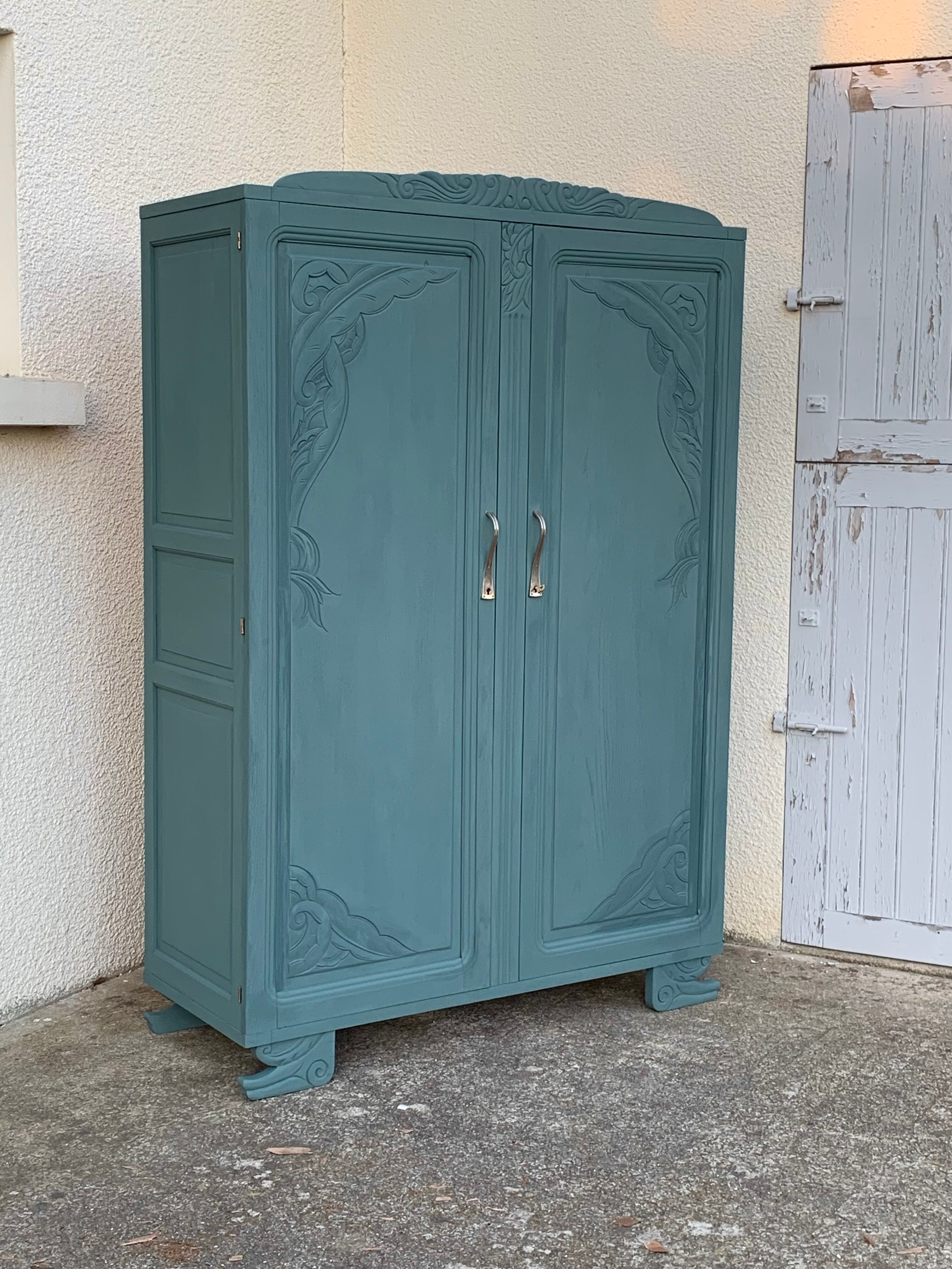 Parisian art deco wardrobe blue gray 1930