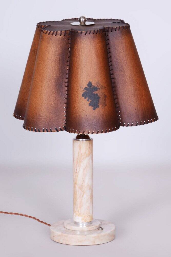 Lampe de table Art Déco tchèque en marbre et chrome, années 1920