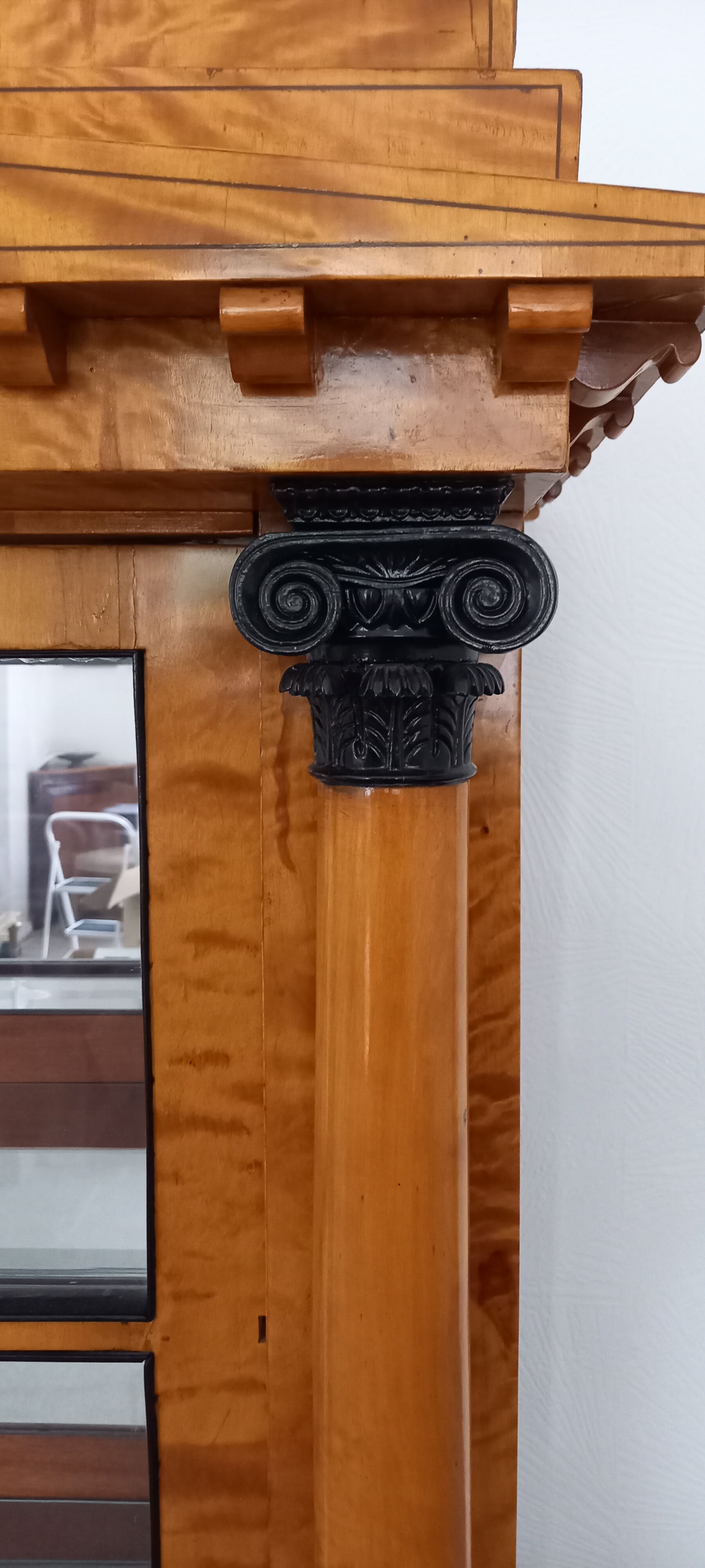 Antique German Biedermeier Birch Display Cabinet