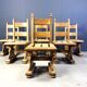 Solid oak brutalist dining chairs, 1960s