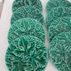 Set of 12 Green Majolica Leaf Plates Sarreguemines Digoin 1930