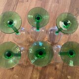 Set of 6 Engraved Glasses with Green Legs