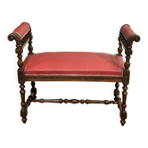 Tabouret de piano breton en noyer des années 1930