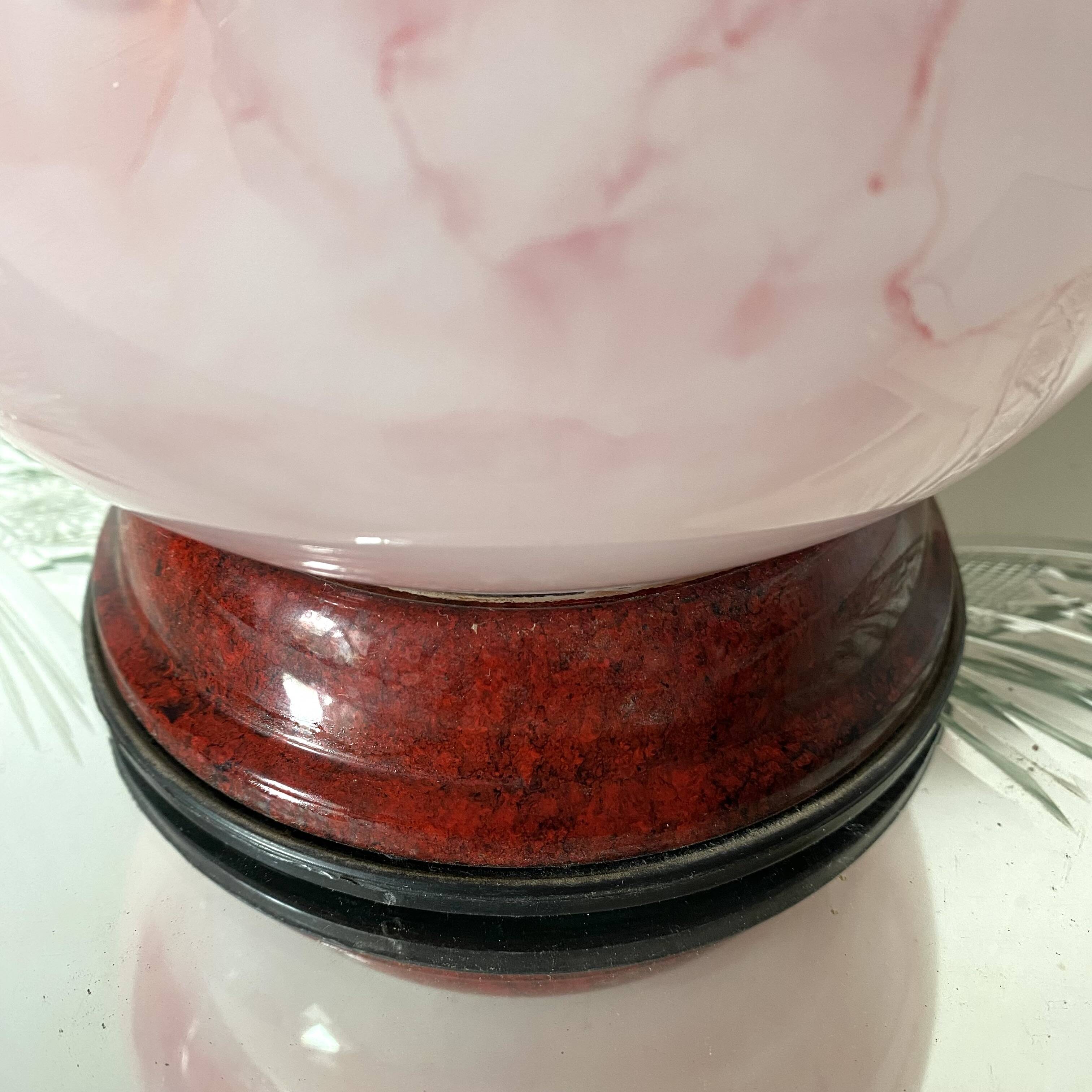 Pink marbled egg lamp, 80s