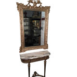 Antique Art Nouveau gilded mirror, 138cm