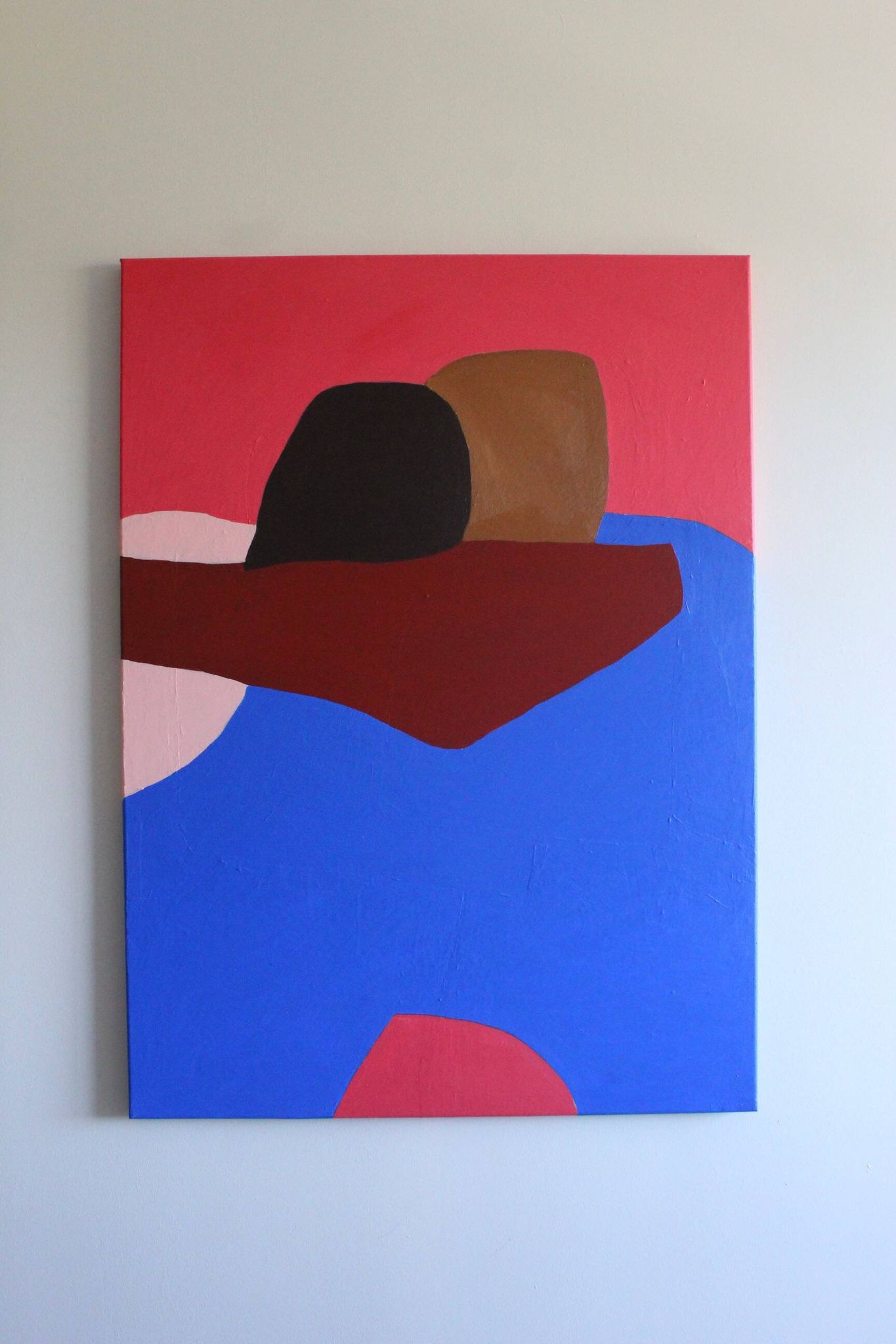 Minimalist canvas couple embraced "a hug" signed Bodasca
