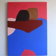 Minimalist canvas couple embraced "a hug" signed Bodasca