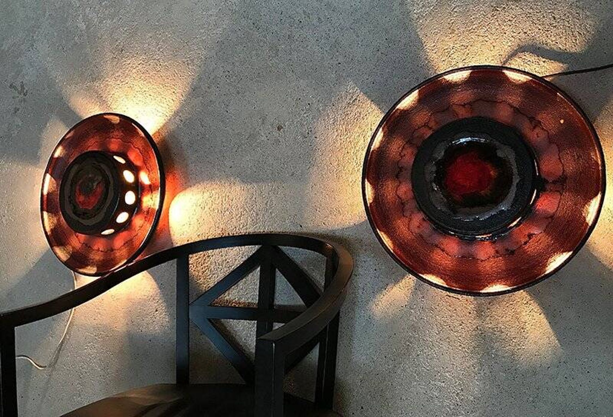 Modernist Scandinavian ceramic art wall lights or sconces, 1960s, set of 2