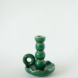 ceramic candle holder, Green & Gold, 1960