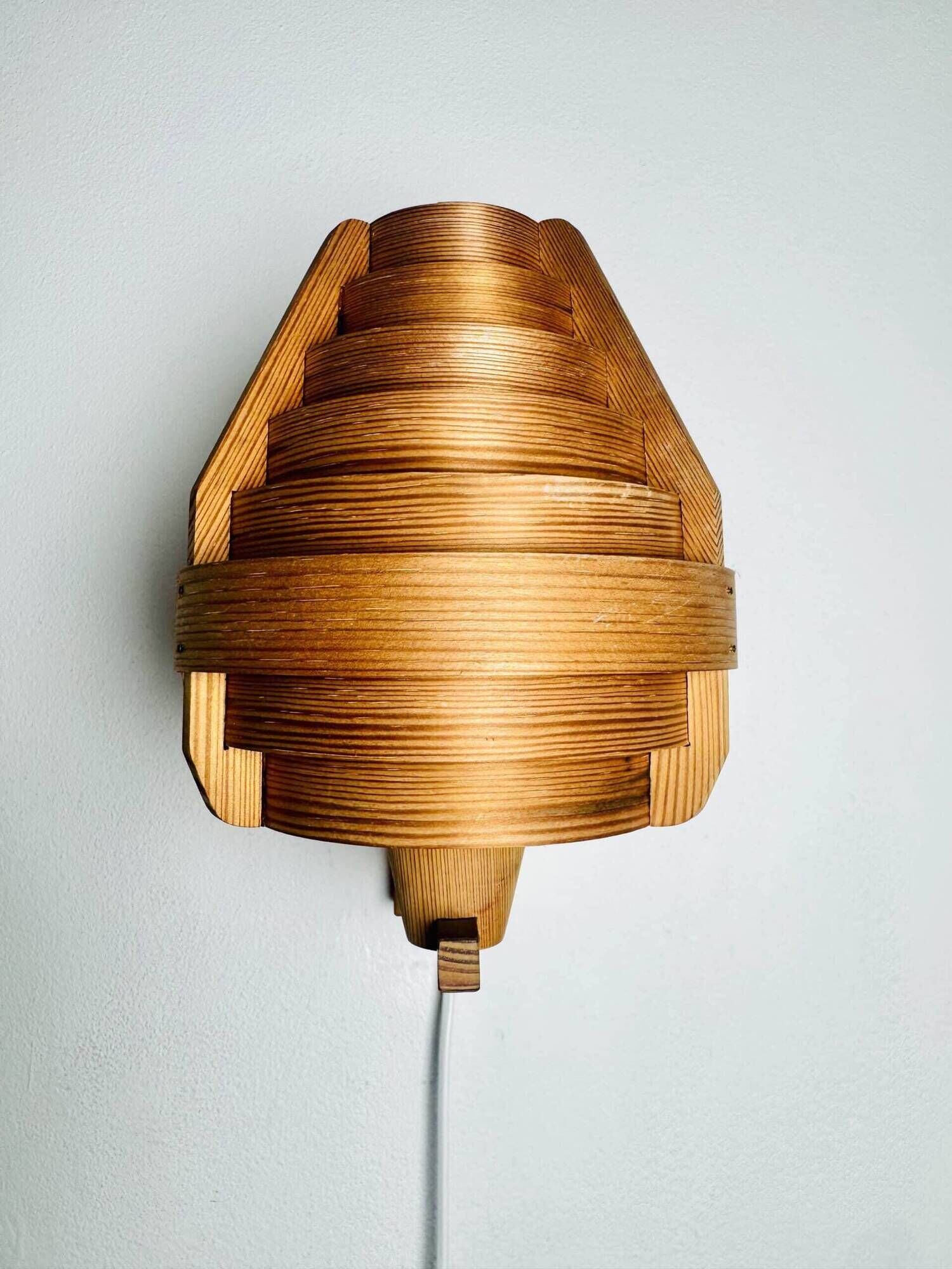 Mounted Pine Veneer Conical Wall Lamp By Hans-Agne Jakobsson For Markaryd, Sweden 1960S