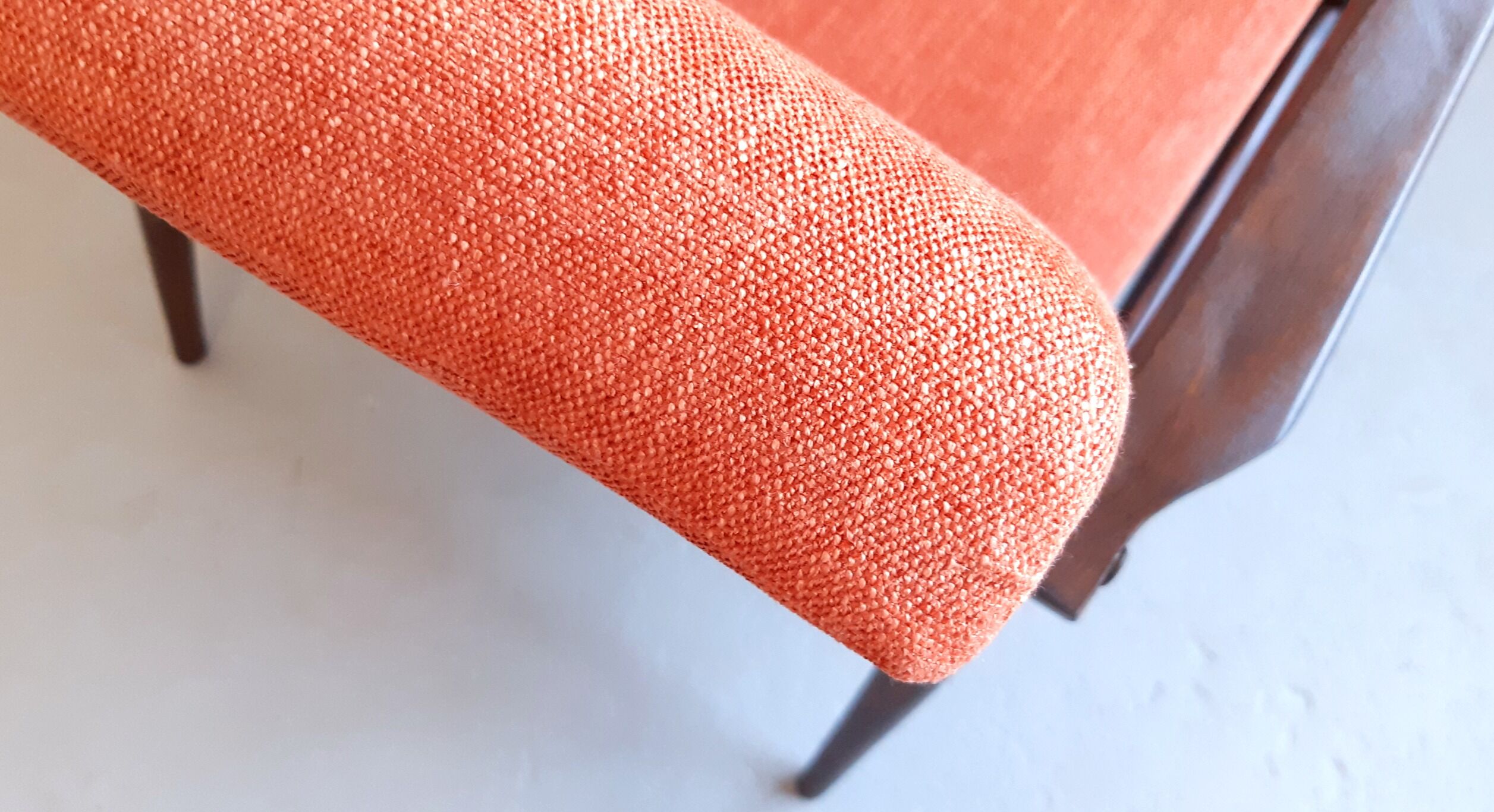 1960 Henryk Lis mid century armchair in rusty orange