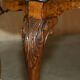 Banc ancien en cuir et noyer burr, style victorien