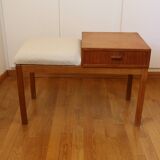 Banc d'entrée, banquette téléphonique modulable scandinave, teck, 1960