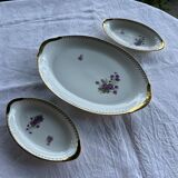 2 raviers et un plat de service ovale FD véritable porcelaine