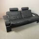 Black Leather Ake Fribytter “Kroken” Two-Seater Sofa for Nelo Möbel. Sweden