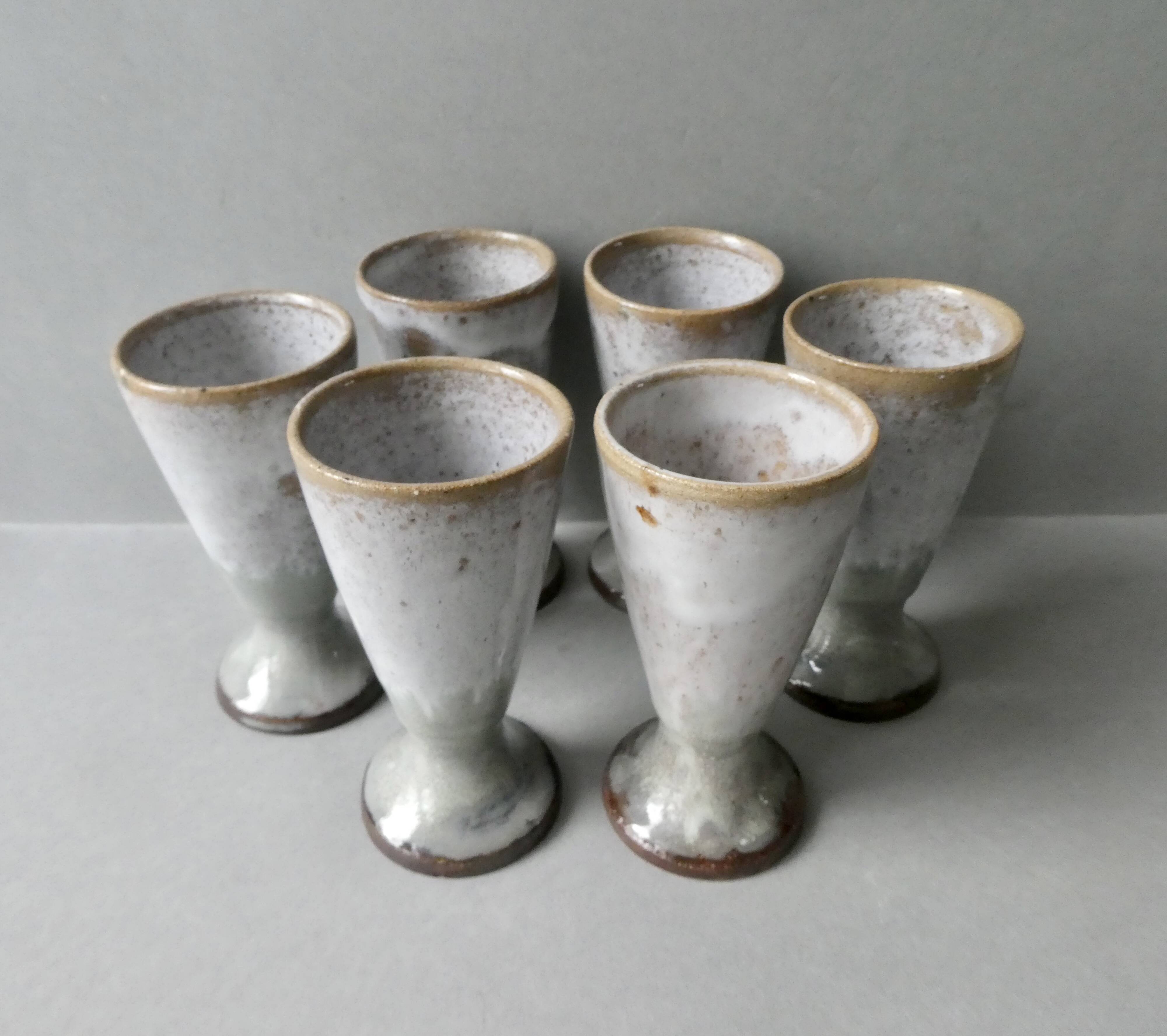 6 stoneware mazagrans signed VN