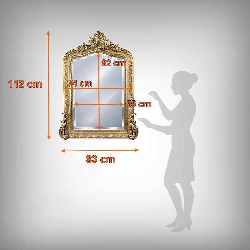 Bevelled mirror with pediment, Louis XV style – 2nd half of the 19th century