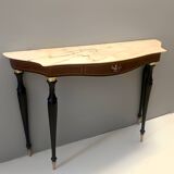 Canaletto Walnut and Beech Console with a Marble Top attr. to Paolo Buffa