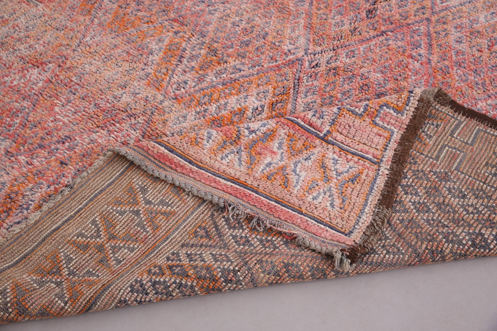 Pink Vintage Moroccan Rug 205 x 303 cm, Berber Wool Rug, Berber Boho Rug