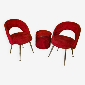 Ensemble de chaises françaises et d'un bac de rangement, années 1960