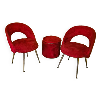 Ensemble de chaises françaises et d'un bac de rangement, années 1960